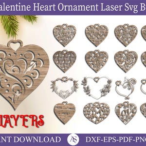 140 Hearts Valentines SVG, Heart Svg, Valentine Svg, Love Svg, Set de 140 coeur Svg, fichier cnc vectoriel, fichier déco découpé au laser