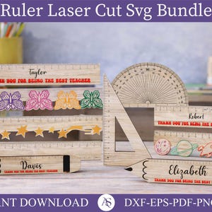 Paquete de reglas de corte láser, pulgadas y centímetros, marcas horizontales, escuela de láser, archivo de corte láser, Cricut, Silhouette, Glowforge