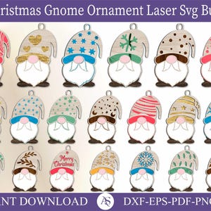 Christmas Gnomes svg, Gnomes svg, Christmas Decorations, Christmas Tree Ornaments, Laser cut files, Cricut, Silhouette, Glowforge, Ornament
