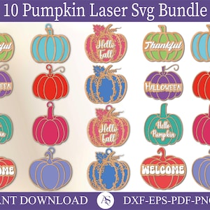 Fall Pumpkin Bundle svg, Pumpkins svg, Pumpkin Decor svg, Pumpkin Laser Cut Files, Autumn svg, Glowforge Pumpkin File svg, Autumn Glowforge
