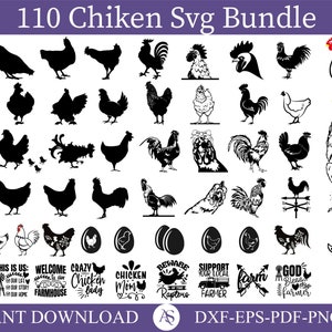 chicken svg bundle, cricut chicken png bundle, sublimation silhouette, chicken shirt design bundle, commercial use, eps, dxf, jpeg