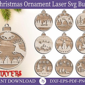 57 Christmas Balls Svg , Christmas Ornament Laser Cut SVG Bundle, Set Of Christmas Toy, Christmas SVG Bundle