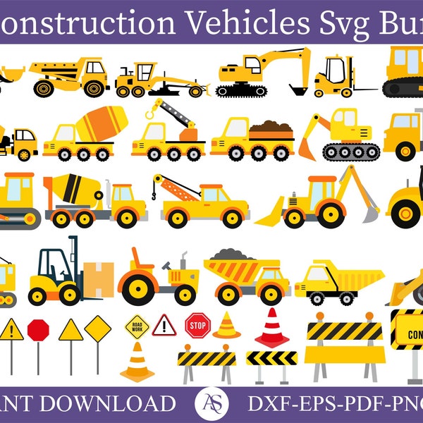 construction svg bundle, construction svg, construction clipart, construction png, dumb truck svg for cricut, vehicle, excavator, digger