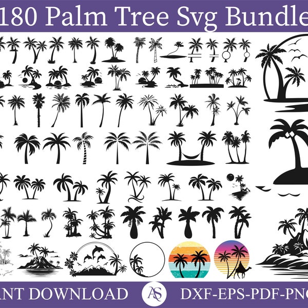 Palm Tree SVG Bundle, Palm Tree PNG Bundle, Palm Tree Clipart, Palm Tree SVG Cut Files for Cricut, Palm Tree Silhouette, Palm Trees Svg