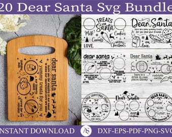 20 Dear Santa Shelf SVG Bundle, Christmas SVG, Santa Shelf SVG, Santa Plate svg, Santa Milk Cookies svg, Cookies for Santa svg, Carrot svg