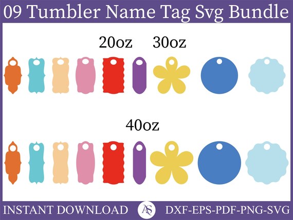 Tumbler Tag Name Plate Laser File WIDE Version SVG 40oz 30oz 20oz