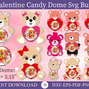 Süßer Bär VALENTINSTAG Bonbonhalter, Ornament Geschenk SVG, Candy Dome SVG, Party Gastgeschenk, Valentinstag Ornament SVG, Valentine Teddy Cut Datei