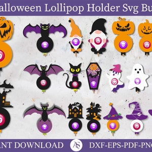 Halloween Lollipop Holder SVG, Layered Lollipop Holder Cutting File, Halloween Trick or Treat DIY Candy Holder, Cute Spooky Decor Kids Treat