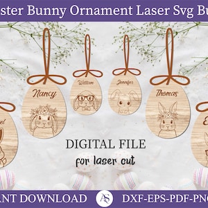 Ostern Ornament Laser SVG Bundle, Hasen Ornamente SVG, Ostern Laser Cut SVG Dateien, Osterei SVG, Glowforge Laser Cut Datei, Ostern Namensschilder