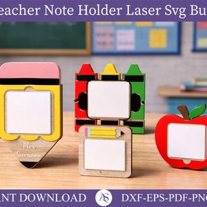 Notizhalter (SVG), personalisiertes Lehrergeschenk, Lehrer-Wertschätzung (SVG), Laserschnittdateien für Lehrer, Bleistift (SVG), kommerzielle Nutzung, EPS/PNG