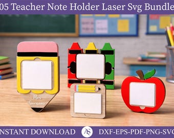 Note holder svg, Personalized teacher gift, Teacher appreciation svg, Teacher laser cut files, Pencil laser cut svg, Commercial use, Eps Png