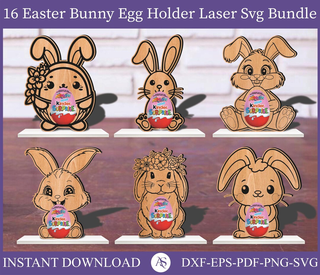 16 Easter Bunny Egg Holder Laser Cut Svg File Glowforge Egg Holder ...