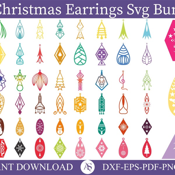 Christmas Earrings Bundle SVG, Earrings Bundle SVG, Earring Cut File, Faux Leather Earrings, File for Cricut, Glowforge Svg, Christmas Svg