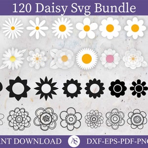 Daisy SVG bundle, Flower Svg, Floral SVG, Spring Summer Svg, Retro Flower Shapes svg, Hippie Flower SVG, Daisy Split Monogram