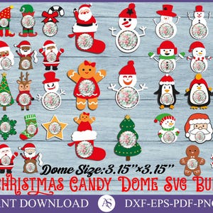 70 Christmas Candy Dome SVG Bundle, Candy Ornaments SVG, Schokoladenhalter SVG, Candy Dome SVG, Candy Ornaments SVG, Weihnachts-Süßigkeitenhalter.
