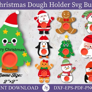 10 druckbare Weihnachts-Teighalter, Weihnachtsgeschenk ohne Süßigkeiten für Kinder, Geschenk für Klassenkameraden, sofortiger Download, Weihnachts-Süßigkeiten-Kuppel-Svg