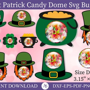 St. Patrick&#39;s Day Candy Dome Svg, Kids Candy Svg, Gnome candy dome Svg, Candy dome svg, Party Favor, Stocking Stuffer, Paper Ornament