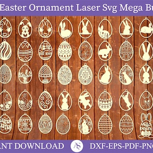 300 Osterornamente Laser Cut SVG Bündel, Hasenornamente SVG, Ostern Laser Cut SVG Dateien, Osterhänger SVG, dxf eps, Laser Cut, Eierlaser
