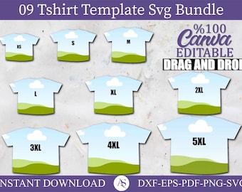 Mall för heltäckande T-shirt Canva-mall för heltäckande T-shirt Sublimering av t-shirt Tom mall Drag Drop-mall för T-shirt