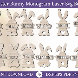 30 Osterhasen SVG, Osterdeko, Osterhasen SVG, Holzhasen SVG, Frühlingsdeko, Glowforge SVG, Laser Cut Datei, Cricut Datei, Monogramm