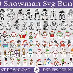Snowman svg Bundle Clipart, winter Christmas cute snowman png vector shirt sublimation cut files cricut silhouette