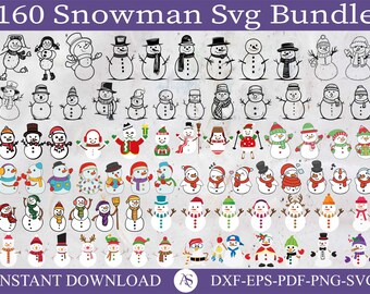 Snowman Svg Bundle Clipart, Winter Christmas Cute Snowman Png Vector ...