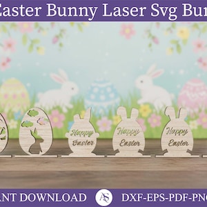 10 huevos de Pascua en posición vertical SVG láser | Archivo de decoración de Pascua Glowforge | Diseño divertido de huevo cortado con láser | Glowforge SVG de Pascua | Huevo de Pascua en posición vertical CNC