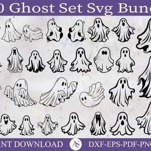 Ghost bundle svg, Cute ghost clipart, Spooky season svg, Ghost outline svg, Kids Halloween svg, Minimalist ghost svg, Love Halloween svg