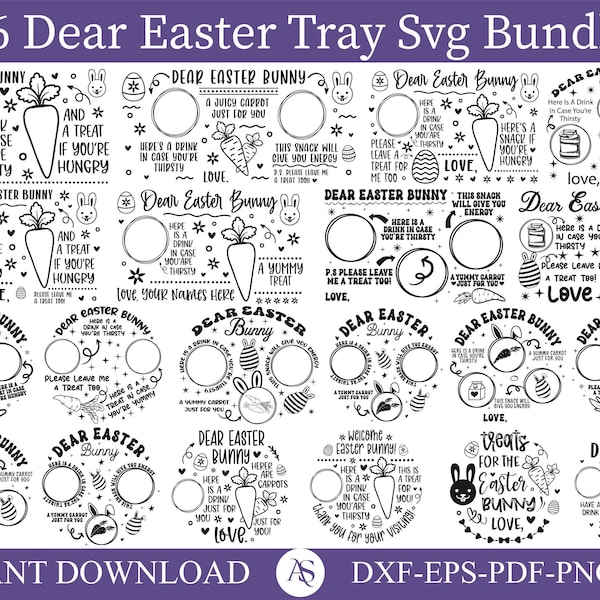 Easter Bunny Tray Svg, Easter Tray Svg, Dear Easter Cookie Tray Svg, Carrot Plate Svg, Bunny Plate Svg, Dear Easter Bunny, Easter Plate Svg