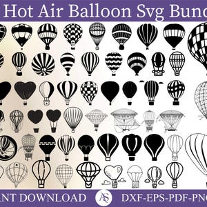 60 Hot Air Balloon SVG Bundle, Hot Air Balloon PNG Bundle, Hot Air Balloon Clipart, Hot Air Balloon SVG Cut Files for Cricut,Air Balloon Svg