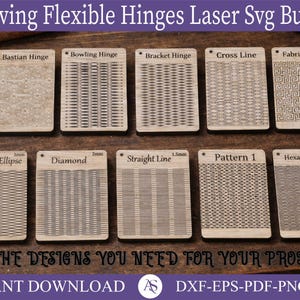 35 Flexible Living Hinges Laser Cut Files, Flexible Laser Cut Patterns, Laser Cut Living Hinge Pattern for bend wood, Living Hinge Pack