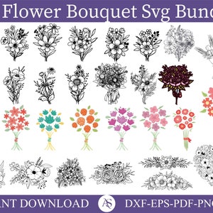 Floral Bouquet Svg Bundle, Bouquet svg, Flower svg, Floral Svg, Flower bouquet svg, Wedding svg, Commercial use included, Cricut svg