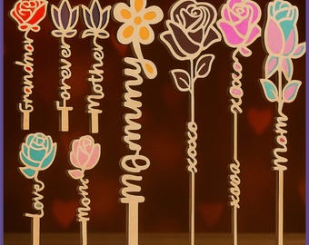 Personalized Rose SVG Bundle, Rose Flowers Svg, Love Svg, Valentines Day Svg, Laser Cut Files, Mother's Day Svg, Glowforge Cricut CNC