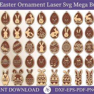 300 pacchetti di Pasqua tagliati al laser SVG, ornamenti di coniglietto SVG, file di Pasqua tagliati al laser SVG, ornamento di Pasqua a 2 strati, appendino di Pasqua SVG, dxf eps, Laser