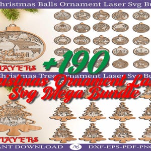 Christmas Ornament SVG bundle 3 Layers Ornament Laser Cut Files Christmas Balls Tree Decorations Craft Hanging Bauble Digital Download SVG