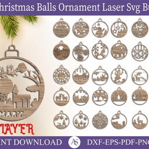 116 Christmas Balls Svg , Christmas Ornament Laser Cut SVG Bundle, Set Of Christmas Toy, Christmas SVG Bundle, Christmas Ornament Laser Svg