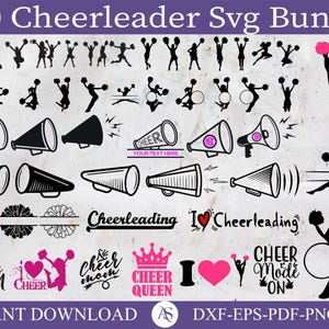Cheer Silhouette Svg, Cheer Cut File, Cheerleader SVG, Cheerleading SVG, Cheer Megaphone SVG, Cheerleader Silhouette, Cheer Pom Svg, Png