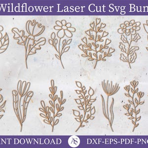 Wildblumen SVG Bundle, Blumen Laser geschnittene Dateien SVG, botanische Blumen Laser geschnittene Dateien, Rosenblume SVG, Wildblumenstrauß Laser geschnittene Dateien