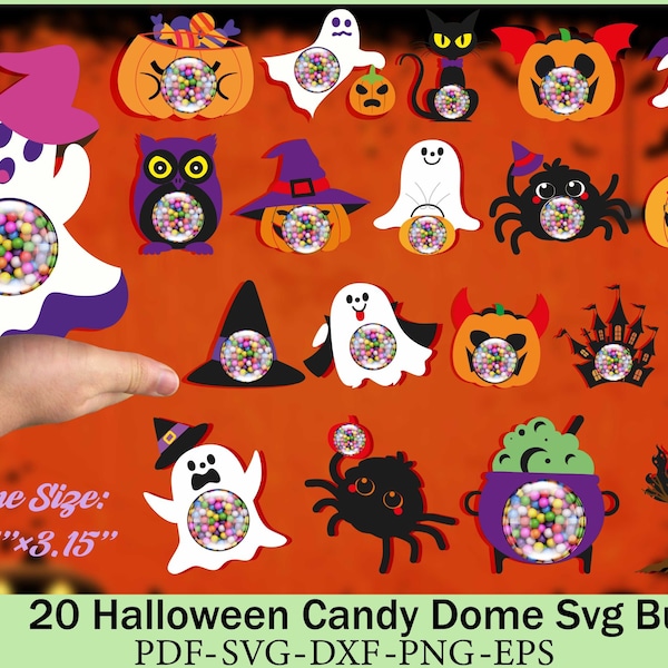 20 Halloween Candy Dome SVG, Halloween Candy Holders SVG, Candy Ornaments SVG, Chocolate Holder svg, Trick or Treat Gifts, Paper Ornament