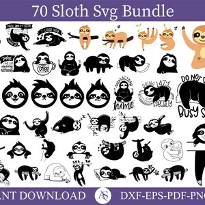 Sloth SVG Bundle, Sloth PNG Bundle, Sloth Clipart, Sloth Silhouette ...