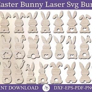 30 file di taglio laser coniglietto di Pasqua, ornamento di Pasqua in piedi in formato SVG, coniglio di Pasqua in formato SVG, coniglietto carino in formato SVG, conigli in formato SVG DXF, conigli in piedi in formato SVG