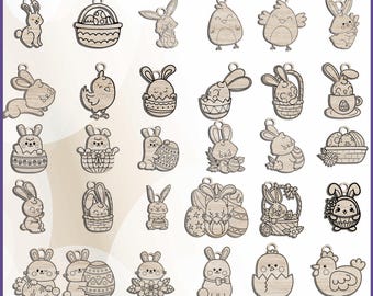 140 påskmålningslasersvg, påskutklipp/målningssats, laserskurna filer, SVG+DXF+EPS, Glowforge-filer, direktnedladdning, påskhare, laser