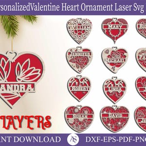 Valentine Heart Laser Svg, Hearts Tags SVG, Valentine Tags SVG Laser Cut, Mother's Day Glowforge SVG, Glowforge Valentine files, For Cricut