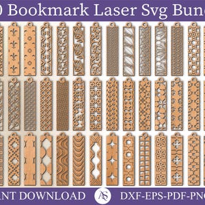 78 Bookmark Laser Cut, Laser Cut File, Bookmark Svg Cricut, Cutting Machine Files, Glowforge Svg, Digital Download, Bookmark templates