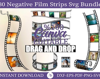 Negative Film Strips, film strip template, film strip photo frame, cricut, clipart, image template SVGPNGDXF, Template Canva, Canva Editable