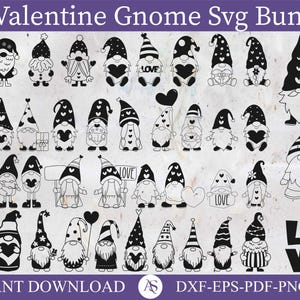Pacchetto SVG gnomi di San Valentino, Pacchetto Love Svg, cricut, Cartone animato, Ascolta Svg, Clip art, file di taglio gnomi SVG, cuore SVG, SVG di San Valentino, gnomi dxf