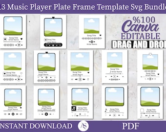 Music Player Template Canva, Music Player Plaque, Acrylic Song Art, Glass Music Player, Music Photo Frame, Album Song Cover, Canva Editable