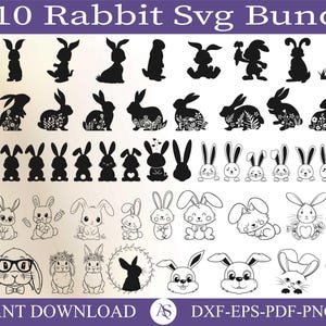 Rabbit SVG Bundle, Bunny Shape SVG , Rabbit Clipart, Rabbit SVG Cut Files for Cricut, Rabbit Silhouette , Rabbit Cut File, Bunny Shape Svg