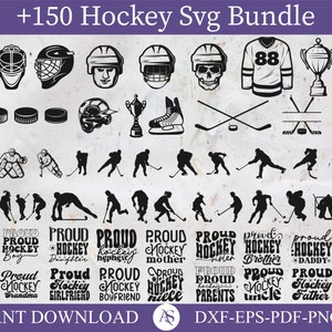 Hockey SVG Bundle, Hockey PNG Bundle, Hockey Clipart, Ice Hockey Cut Files for Cricut, Hockey Silhouette SVG, stick, mum, puck, skate