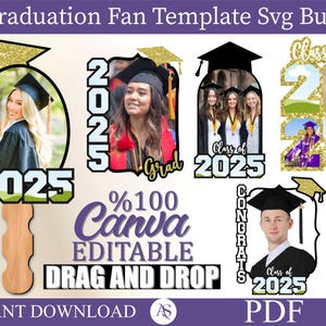 2025 Graduation Fan Template, Grad Paddle Fan Template, Custom Grad Fan,Graduation Fans,Graduation Cake Topper,Grad 2025, digital prints